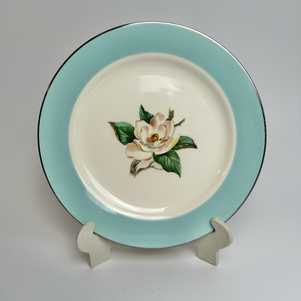 Lifetime China Semi-Vitreous Floral Blue and White Bread Plate